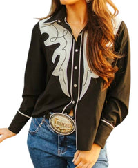 Lucky & Blessed - Embroidery Yoke Button Down Shirt - Plus