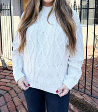 Elan - Cable Knit Crew Neck Sweater