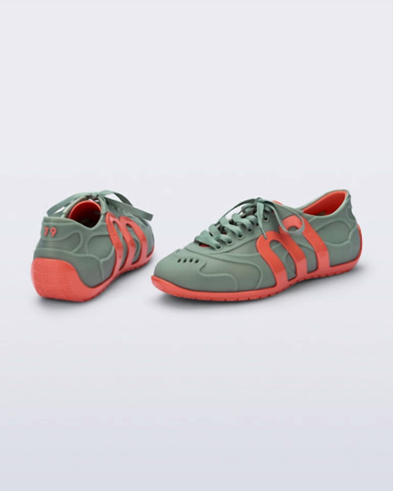 melissa Women's Motion Sneakers in orange green - women's sneaker - detail view