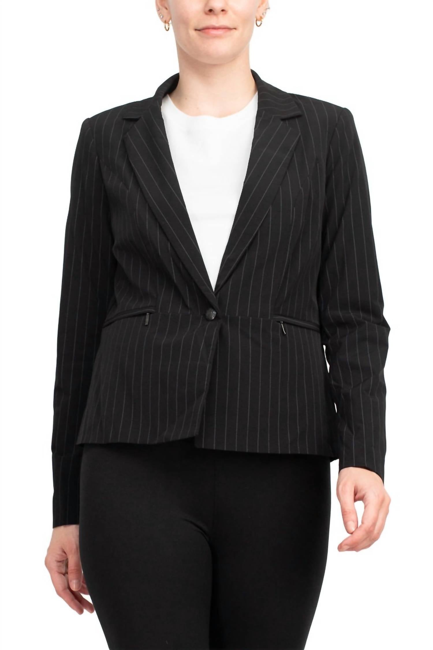 Peace Of Cloth - Woven Long Sleeve Notched Lapel Blazer