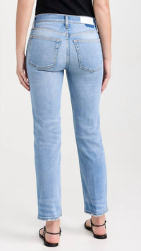 Re/Done - Mid Rise Stove Pipe Denim Jeans