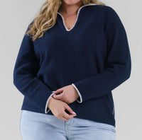 Nic + Zoe - Blanket Stitch Getaway Sweater - Plus Size