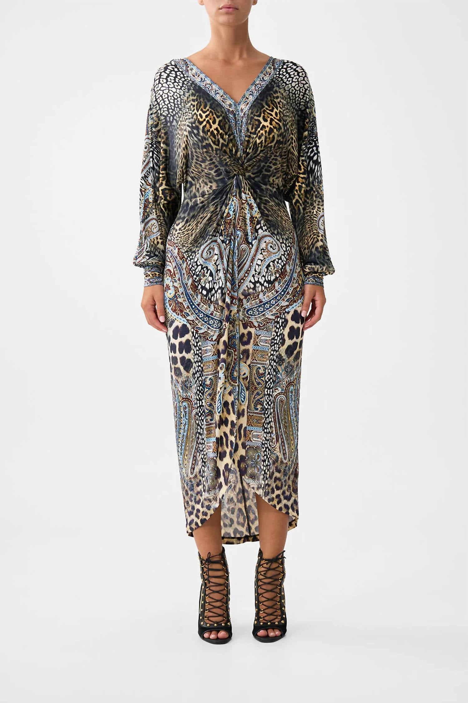 Camilla Twist Front Dress in istanbul animalia - women's dress