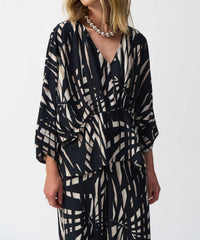 Joseph Ribkoff - Tropical Print V-neck Peplum Top