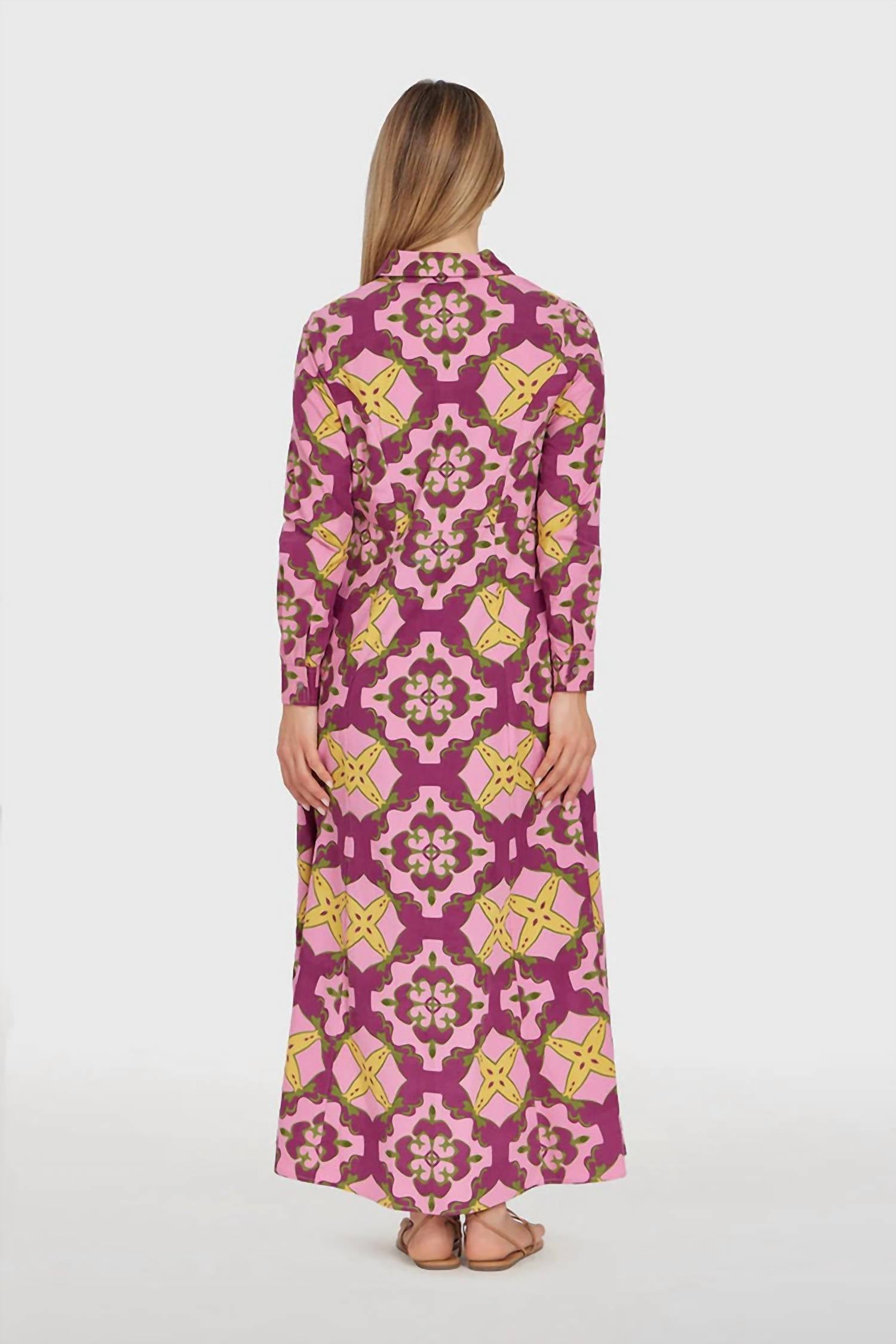 Livro Classic Shirtdress in multi - women's dress - detail view