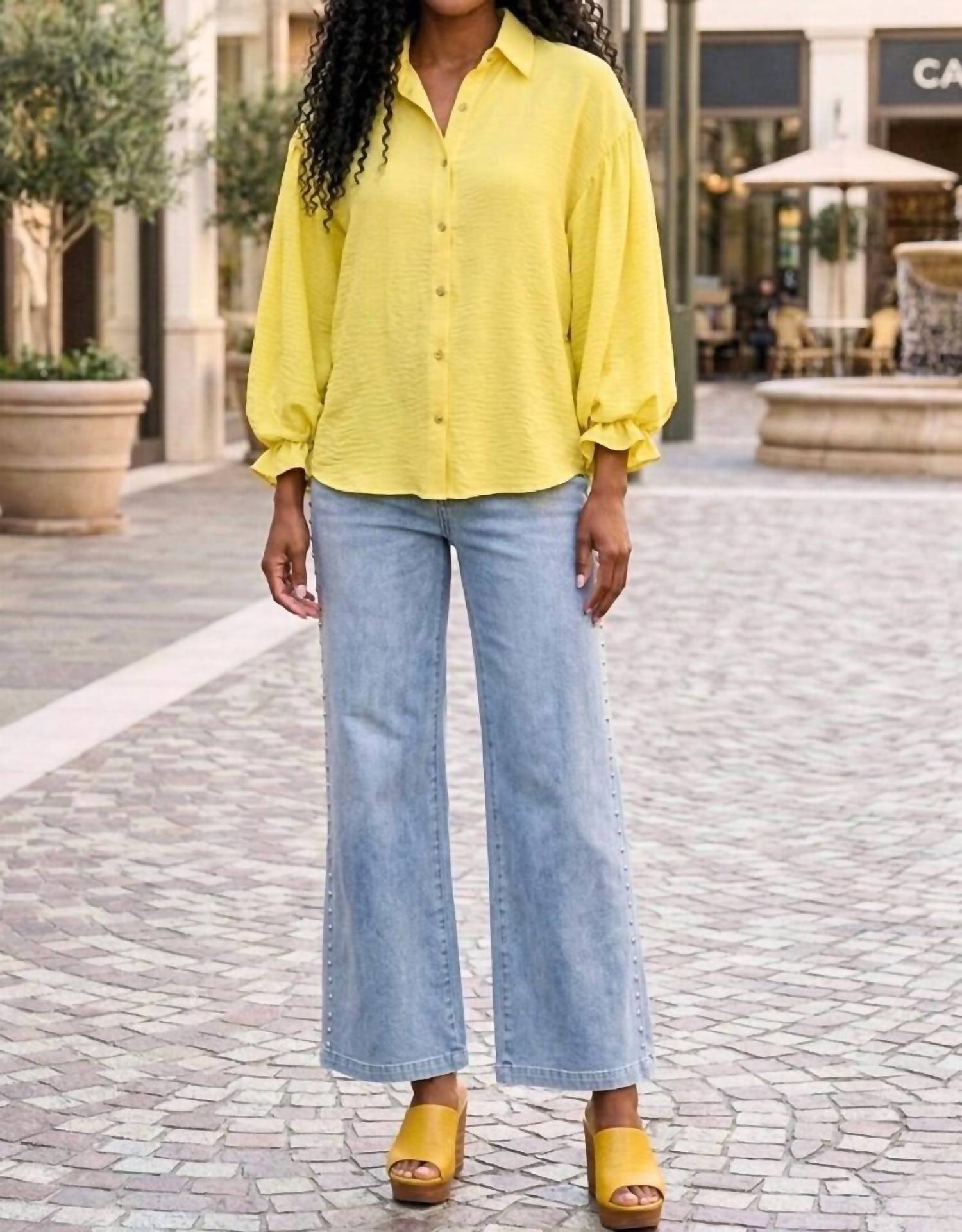 entro Aria Lemon Breeze Blouse in yellow - women's blouse