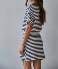 By Together Marley Striped Mini Dress in blue - women's dress - alternate view