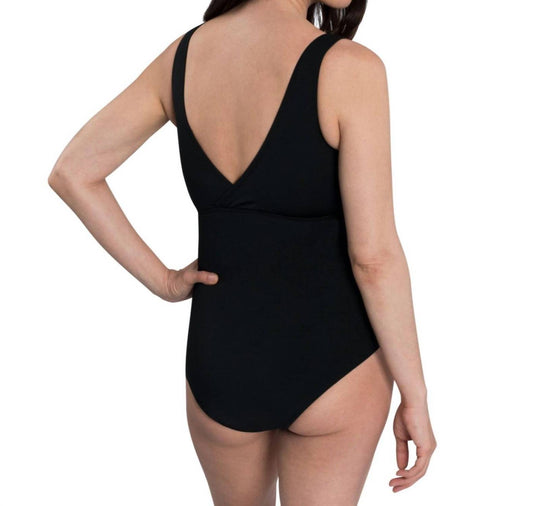 Dolfin - Print Block Chlorine Resistant V-neck One Piece Swimsuit