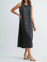 Fun 2 Fun - Textured Satin Sleeveless Dress