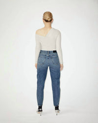 GOLDSIGN Fonteyne One Shoulder Bodysuit in sand - women's shirt - detail view