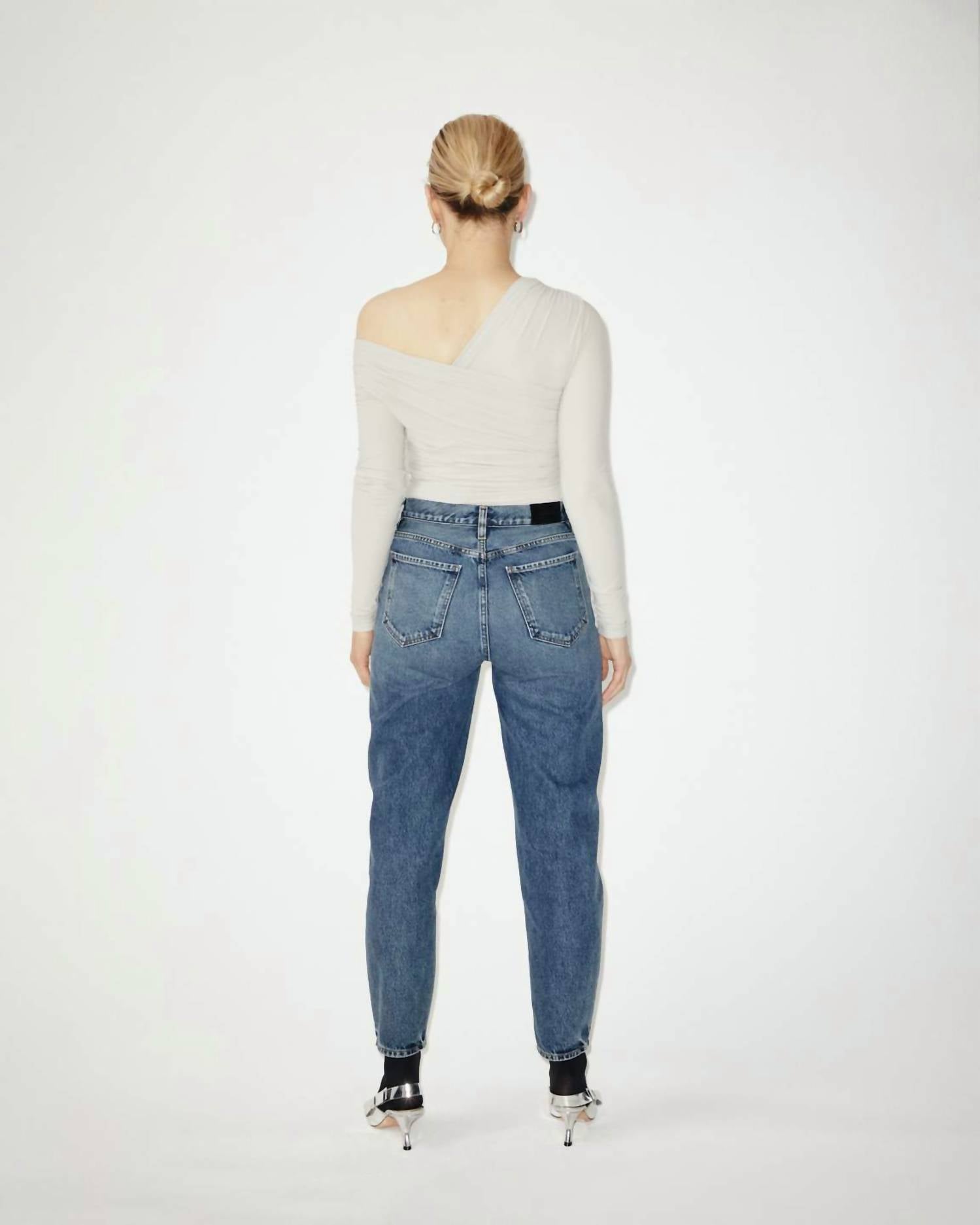 GOLDSIGN Fonteyne One Shoulder Bodysuit in sand - women's shirt - detail view
