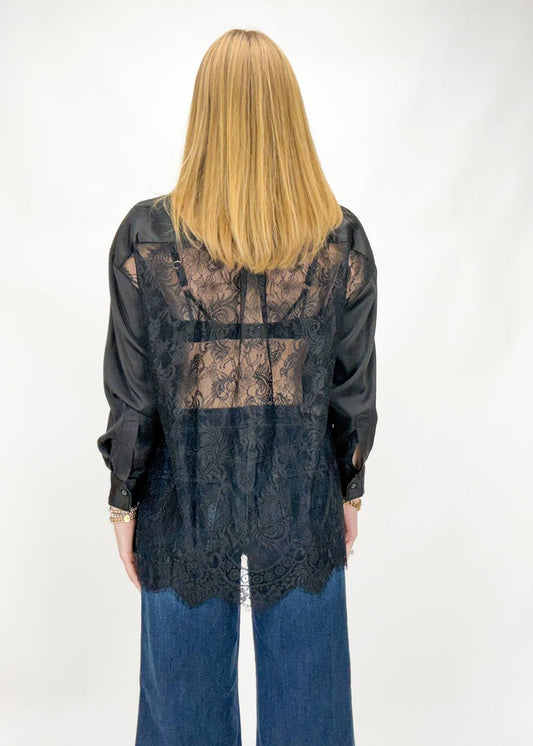 Elan - Brielle Button Down Lace Shirt