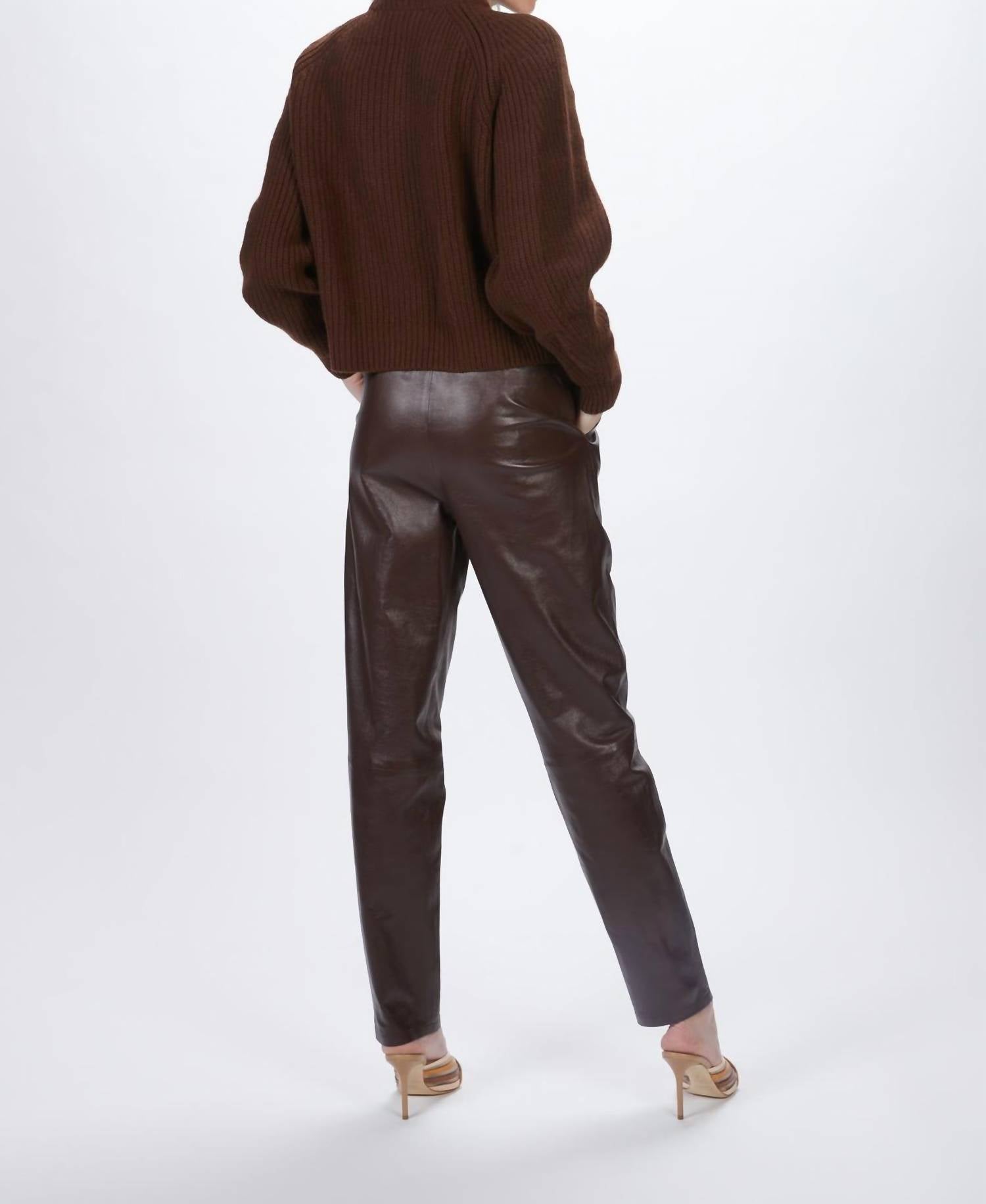 PLEATED LEATHER PANTS