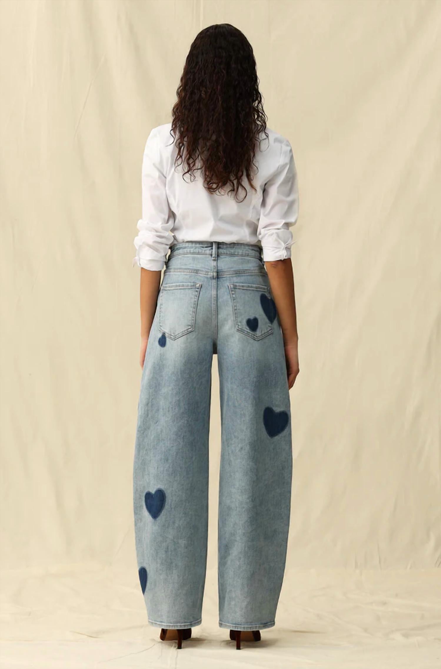 Bayeas - Women's Rosalind Heart Detail High Rise Barrel Jeans