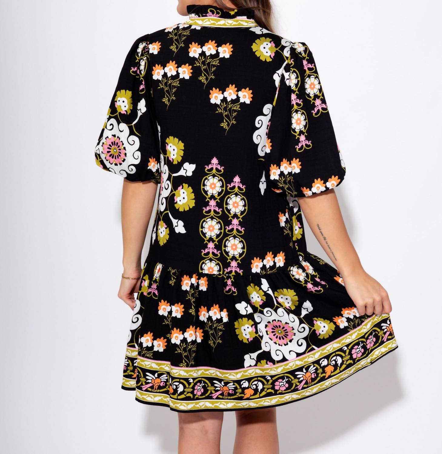 Thml - Midnight Blossom Puff Sleeve Dress