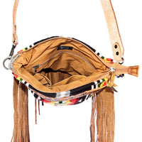 American Darling Women's Detailed Hand Tooled Messenger Bag in black multi - women's bag - alternate view