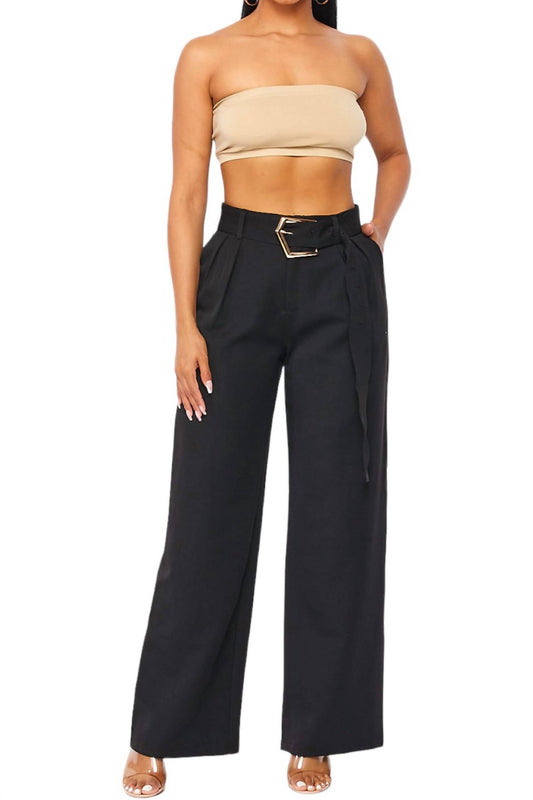 Rivir - Gold Belted Black Trouser