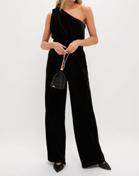 Hyacinth House Velvet One-shoulder Jumpsuit in black - women's pants - view 4