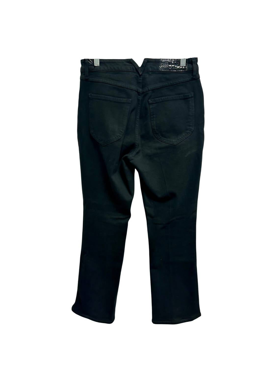 SPRWMN Pre-loved Women's Classic Ankle Flare Jeans in black - women's jeans - detail view