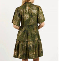 JUDE CONNALLY Shirley Dress in tiger safari loden gold - women's dress - detail view