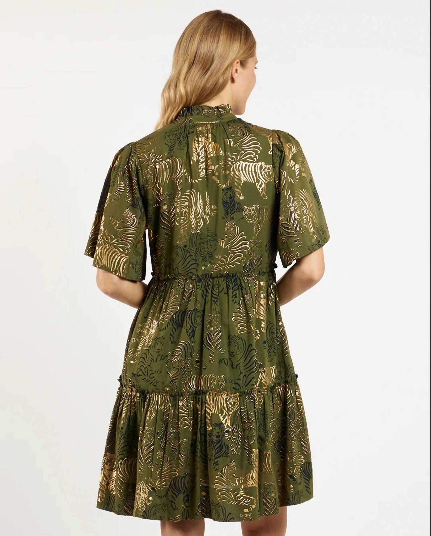 JUDE CONNALLY Shirley Dress in tiger safari loden gold - women's dress - alternate view