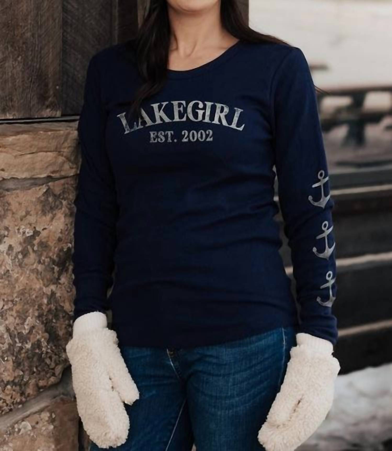 Lakegirl Thermal Long Sleeve Top in navy - women's long sleeve top