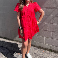 Tcec - Pleated Detail Ruffle Dress