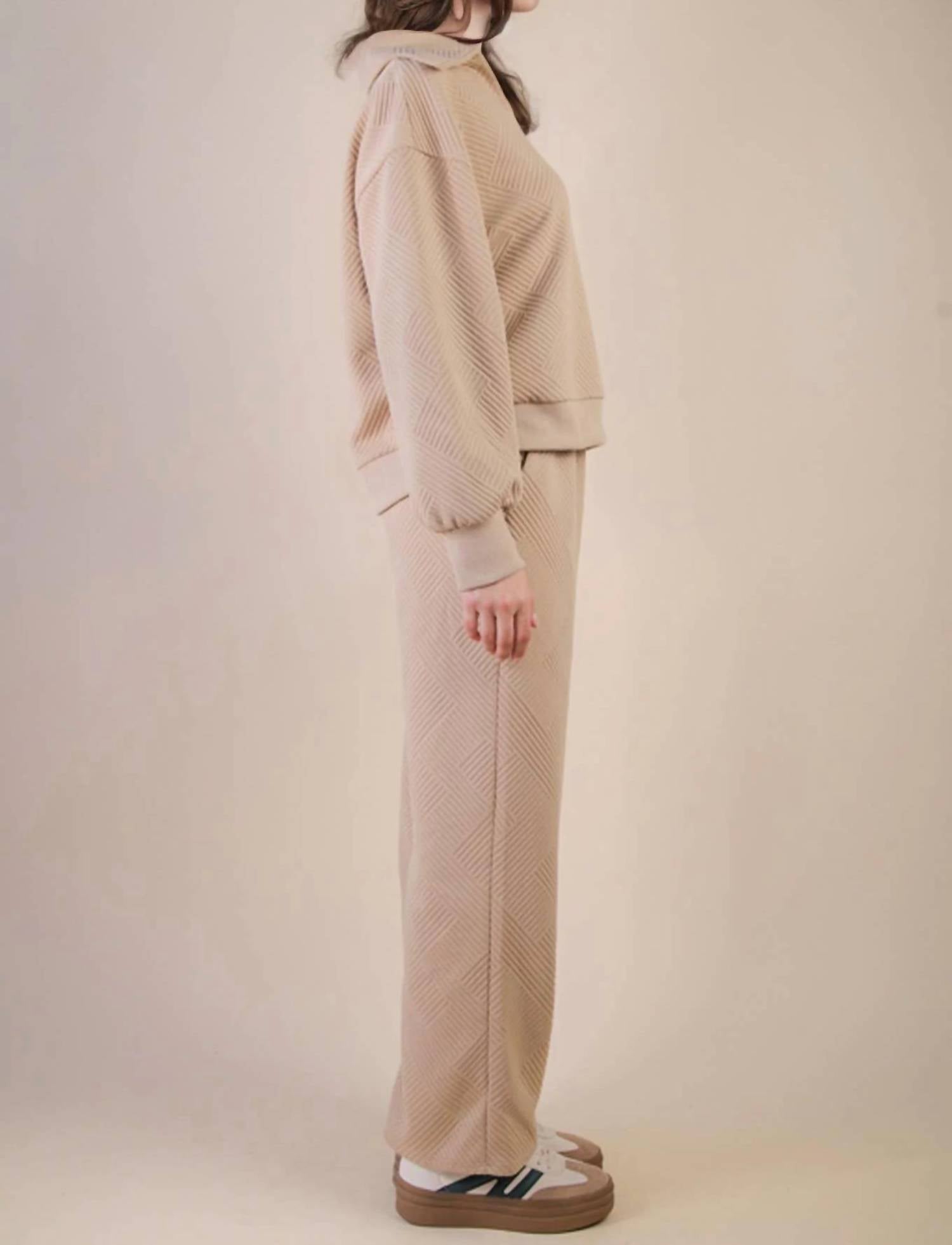 Very J - Textured Knit Top And Pants Set
