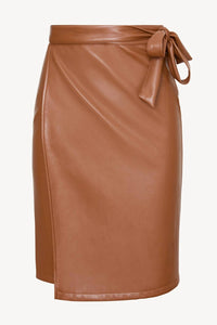 CABALLERO Peyton Vegan Leather Skirt in tobacco - women's skirt - view 8