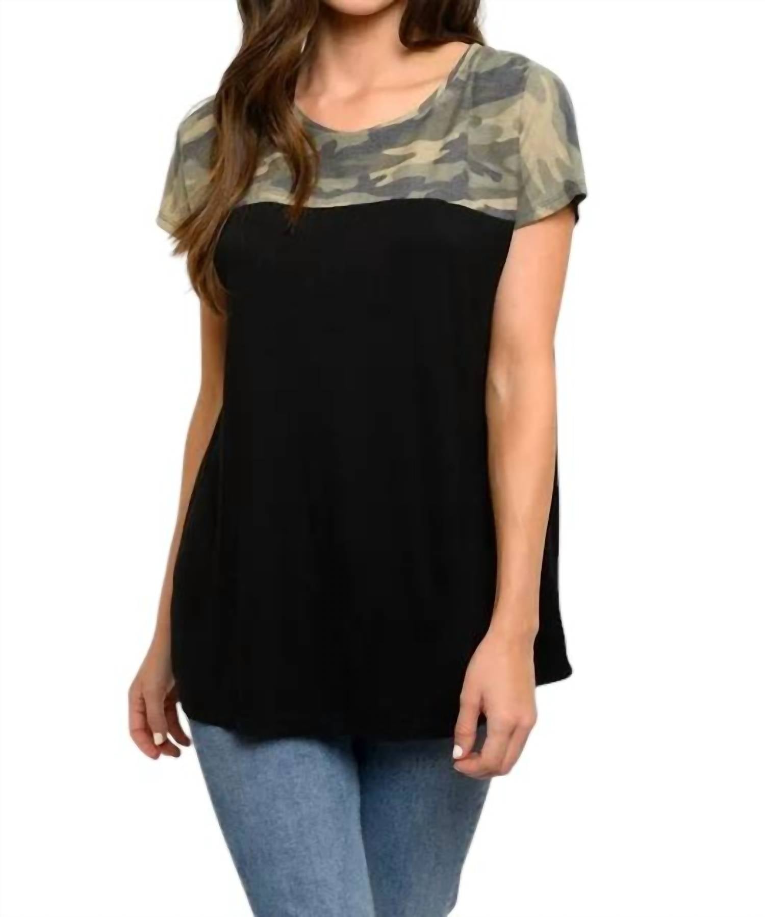 Heimish Usa - Colorblock Criss Cross Back Short Sleeve Top