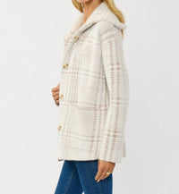Lovestitch - Plaid Button-up Sweater Jacket