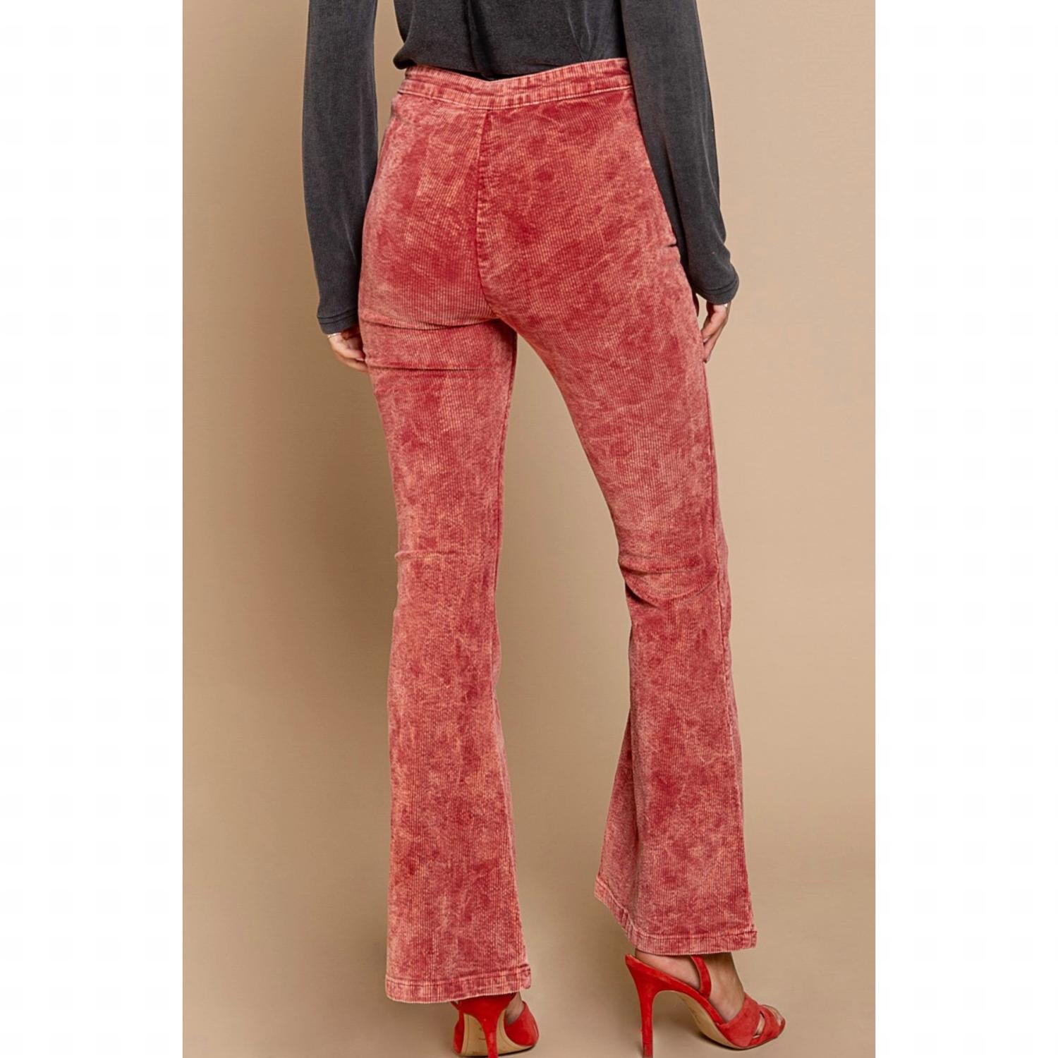 POL Bootcut Corduroy Pants in coral - women's pants - detail view