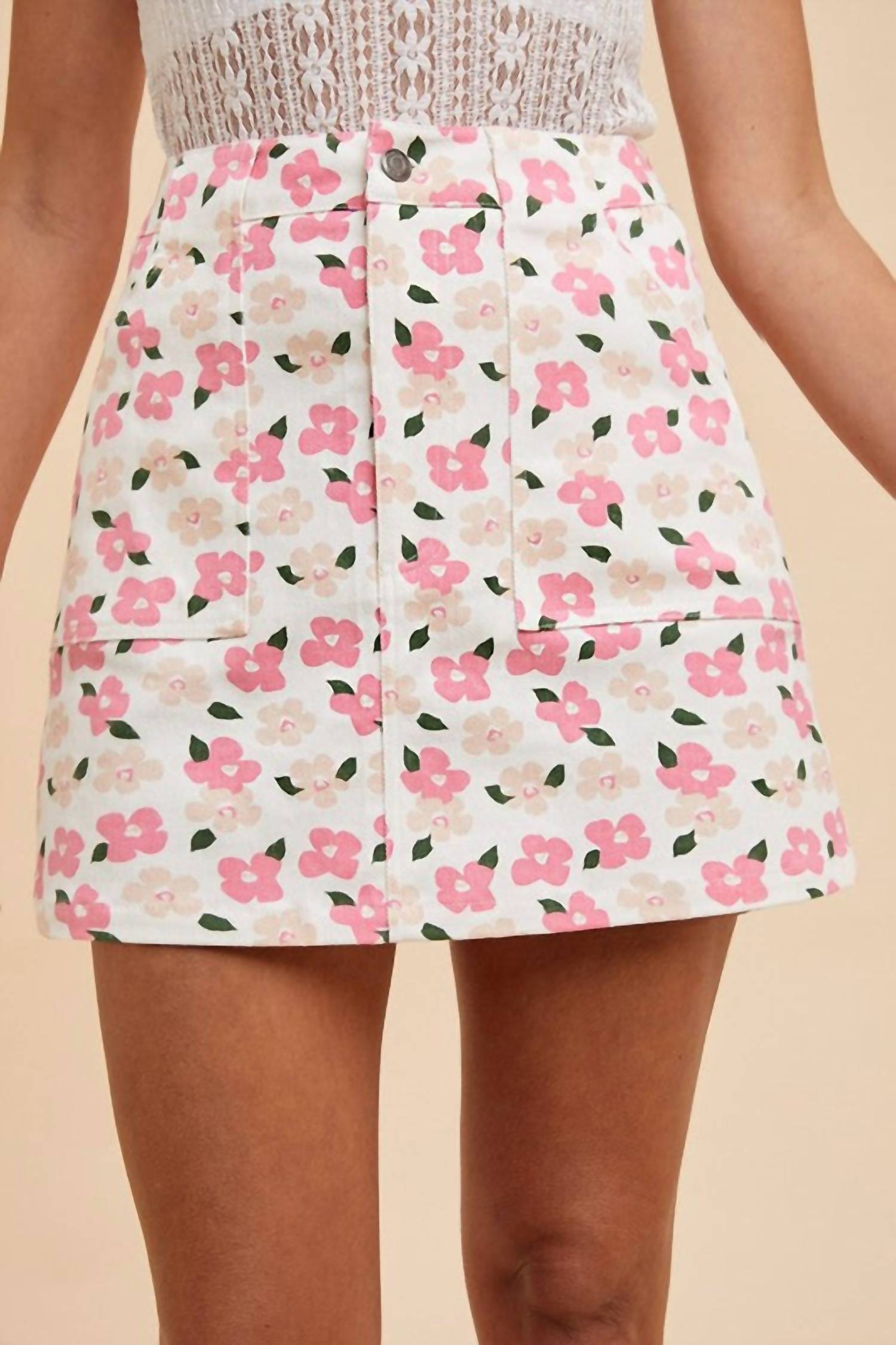 Anniewear - The Floral Denim Mini Skirt