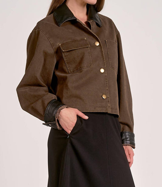 Elan - Faux Leather Trim Jacket