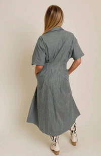 Aureum - Pleated Stripe Midi Dress