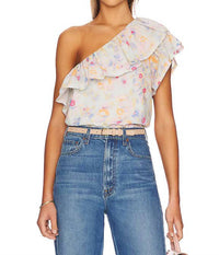 Something Navy - One Shoulder Ruffle Top