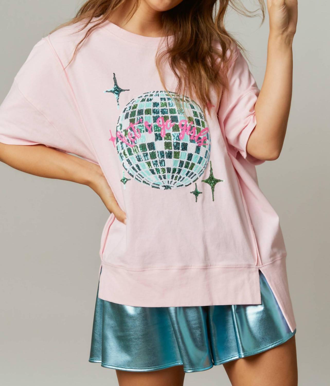 Fantastic Fawn - Let's Go Girls Disco Ball Sequin Tee
