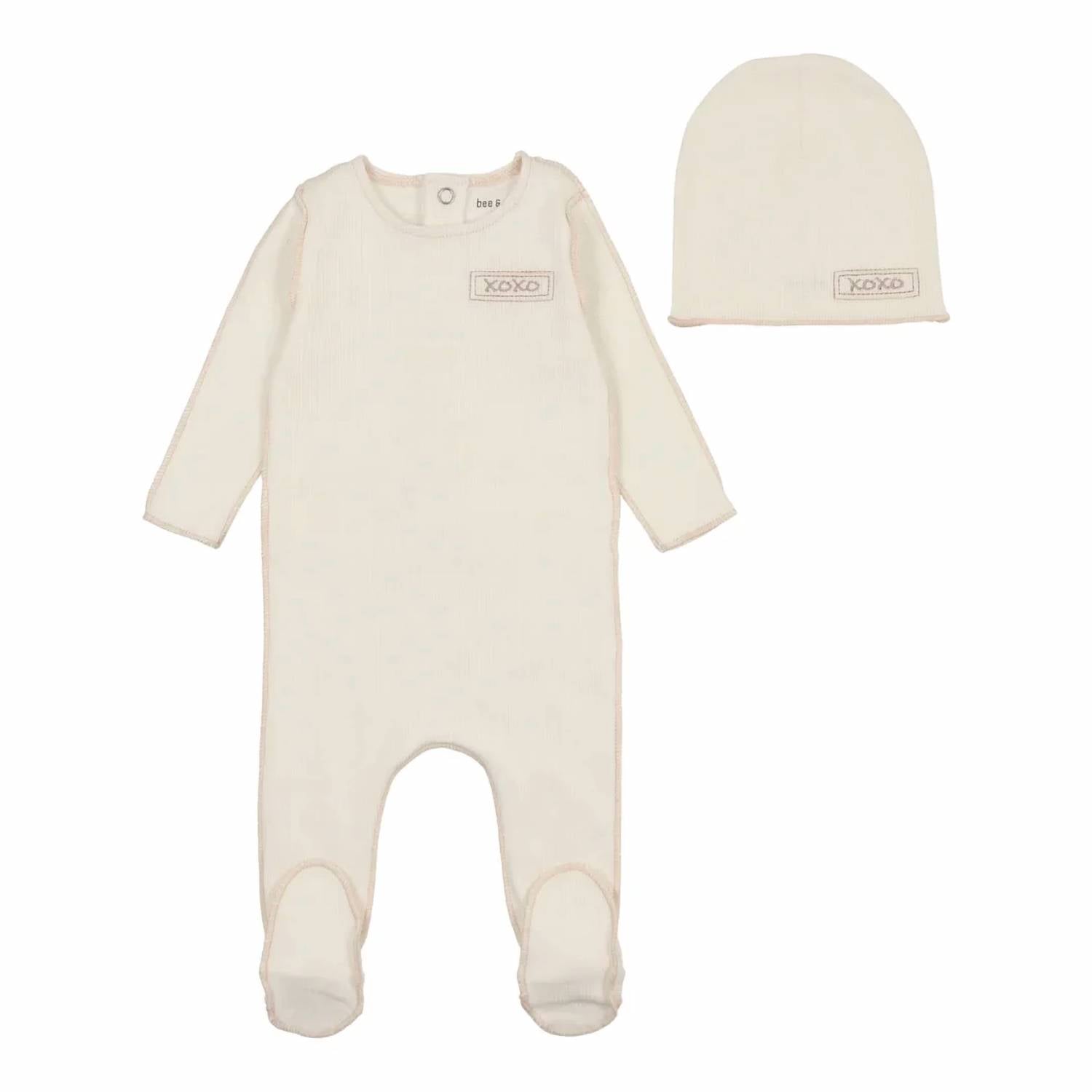Bee And Dee - Baby's Classic Ribbed Footie & Bonnet Set