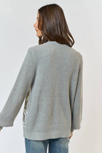 Lalavon - Heart Embroidery Button Down Cardigan