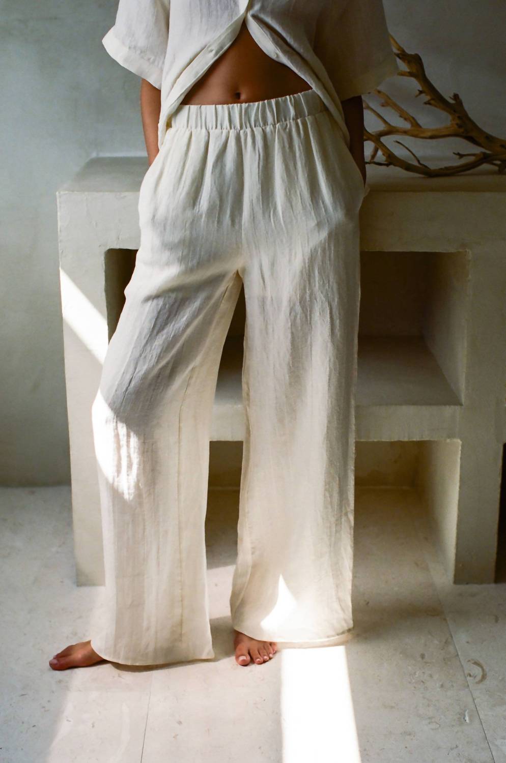 By Together High Waisted Wide Leg Pants in white - women's pants
