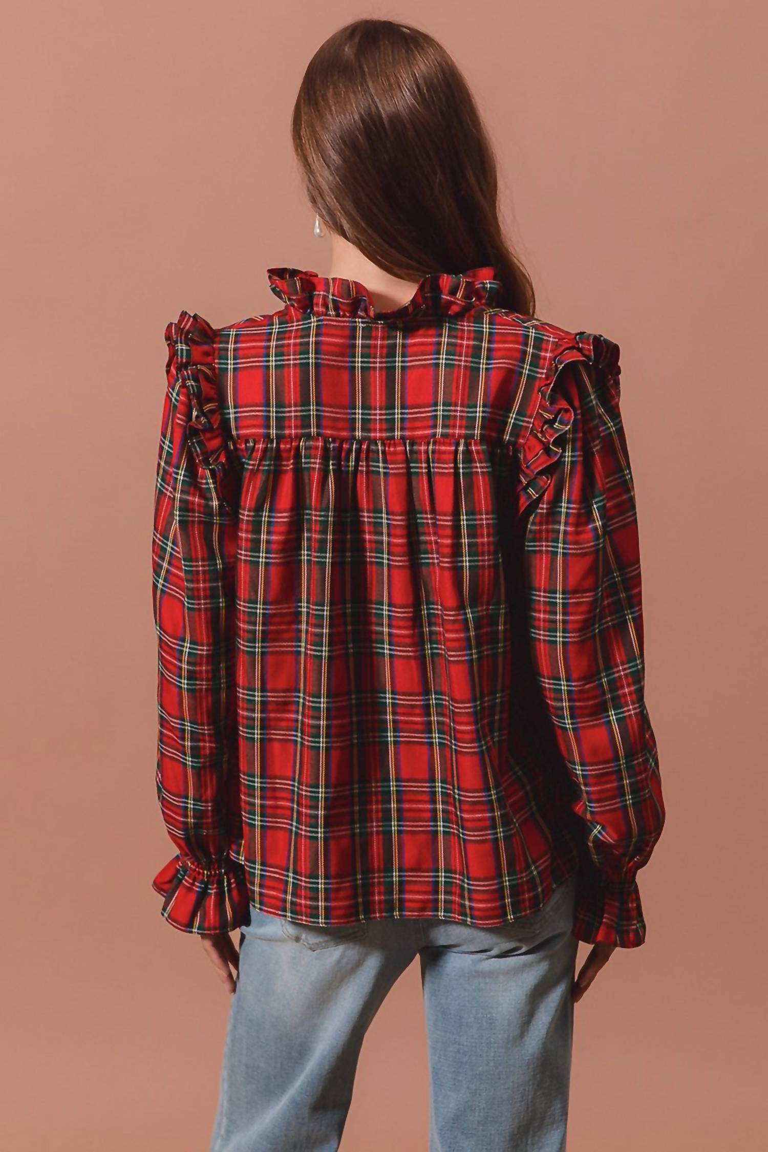 So Me - Checkered Plaid Blouse