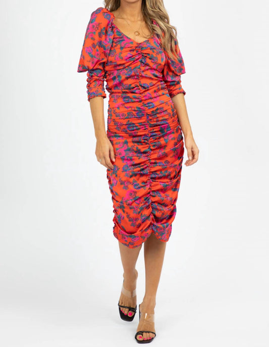Shampoo - Ruched Floral Midi Dress