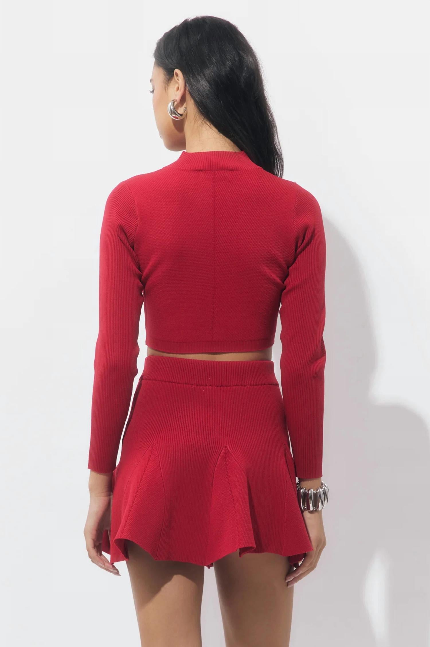 Adelyn Rae - Eleanor Godets Rib Knit Mini Skirt
