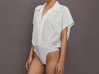 Norma Kamali - Super Boyfriend Neck Shirt Bodysuit