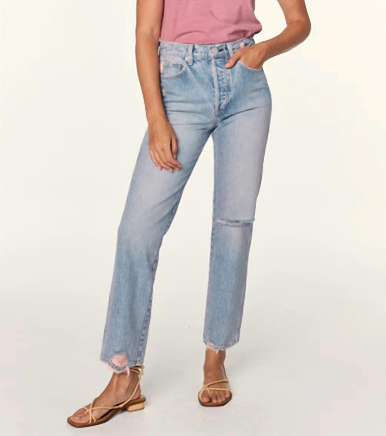AMO Layla Straight Jeans in devotion - women's jeans - detail view