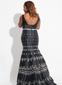 Rachel Allan - Scoop Neck Beaded Mikado Prom Gown