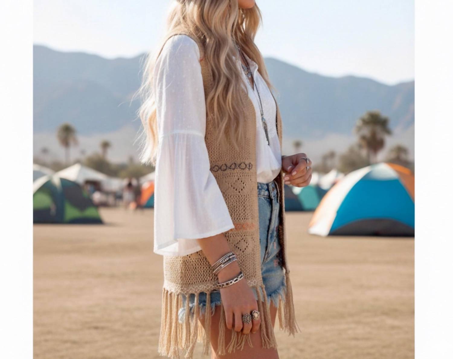 And The Why - Boho Crochet Fringe Vest