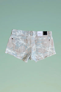 Rvca - Tropical Print Distressed Denim Shorts