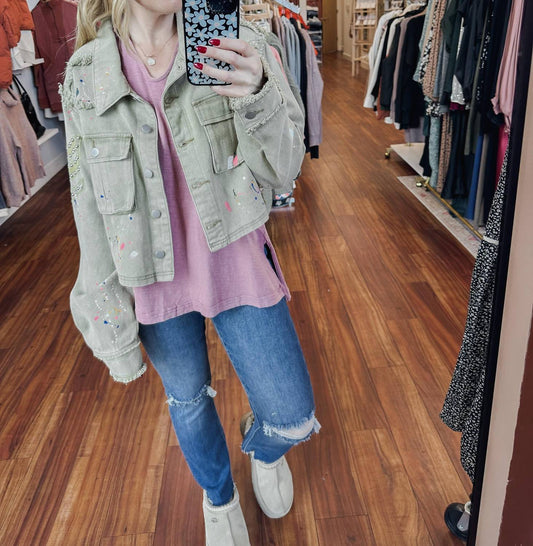 Pol - Paint Splatter Twill Jacket