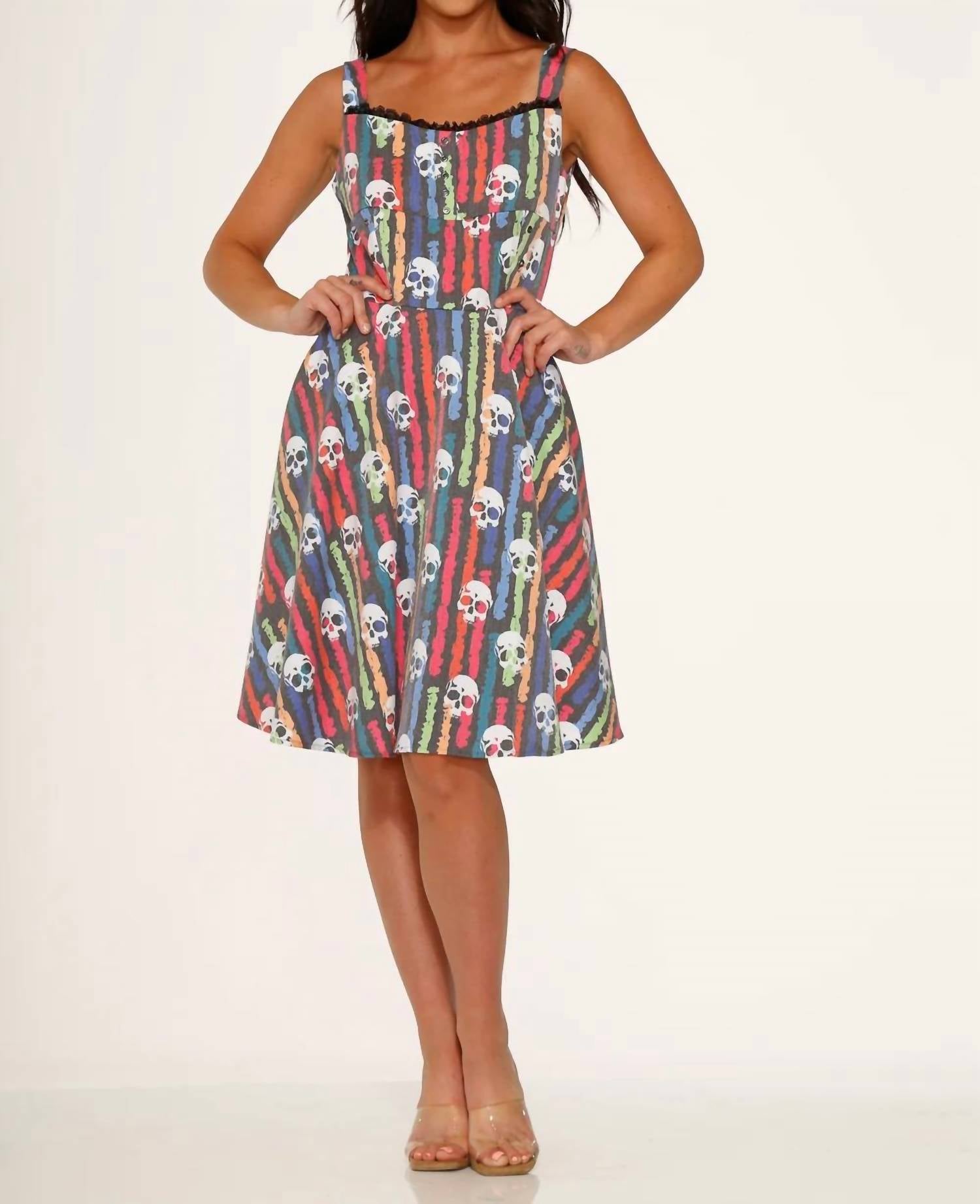 Orchid Bloom - Skulls Rainbow Swing Dress